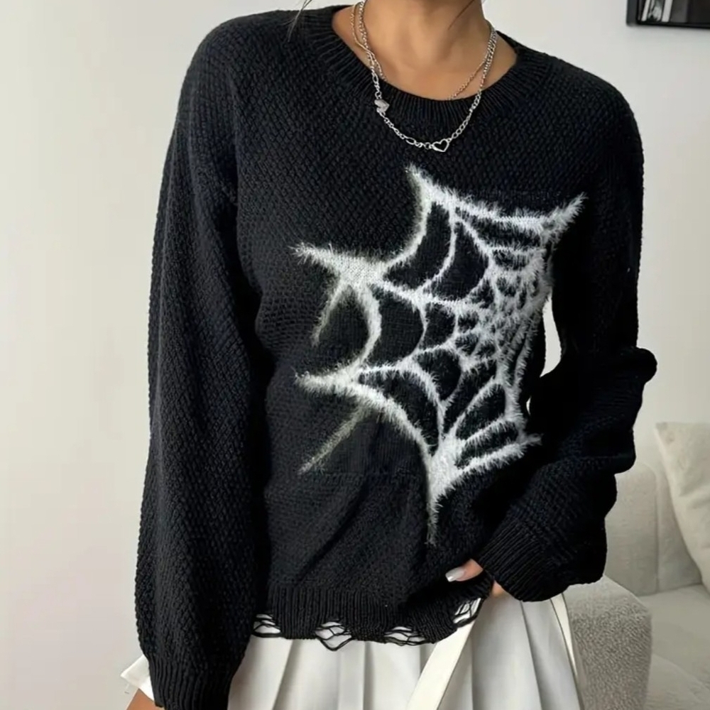 Black and White Spider Web Sweater